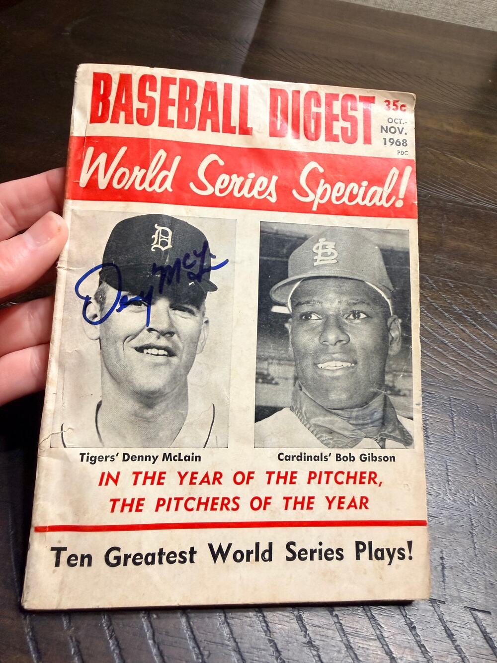 1968 Baseball Digest World Series Special Denny McLain SIGNED Autograph Gibson